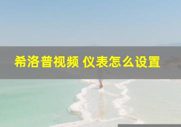 希洛普视频 仪表怎么设置